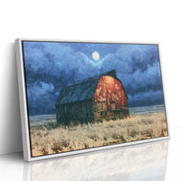 Old Red Barn Under Moonlight