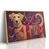 Golden Puppy in Patchwork Ribbons