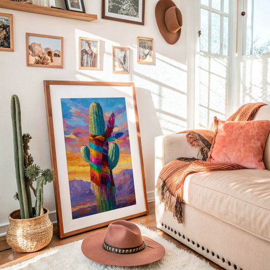 Saguaro Wears Rainbow Desert Dreams