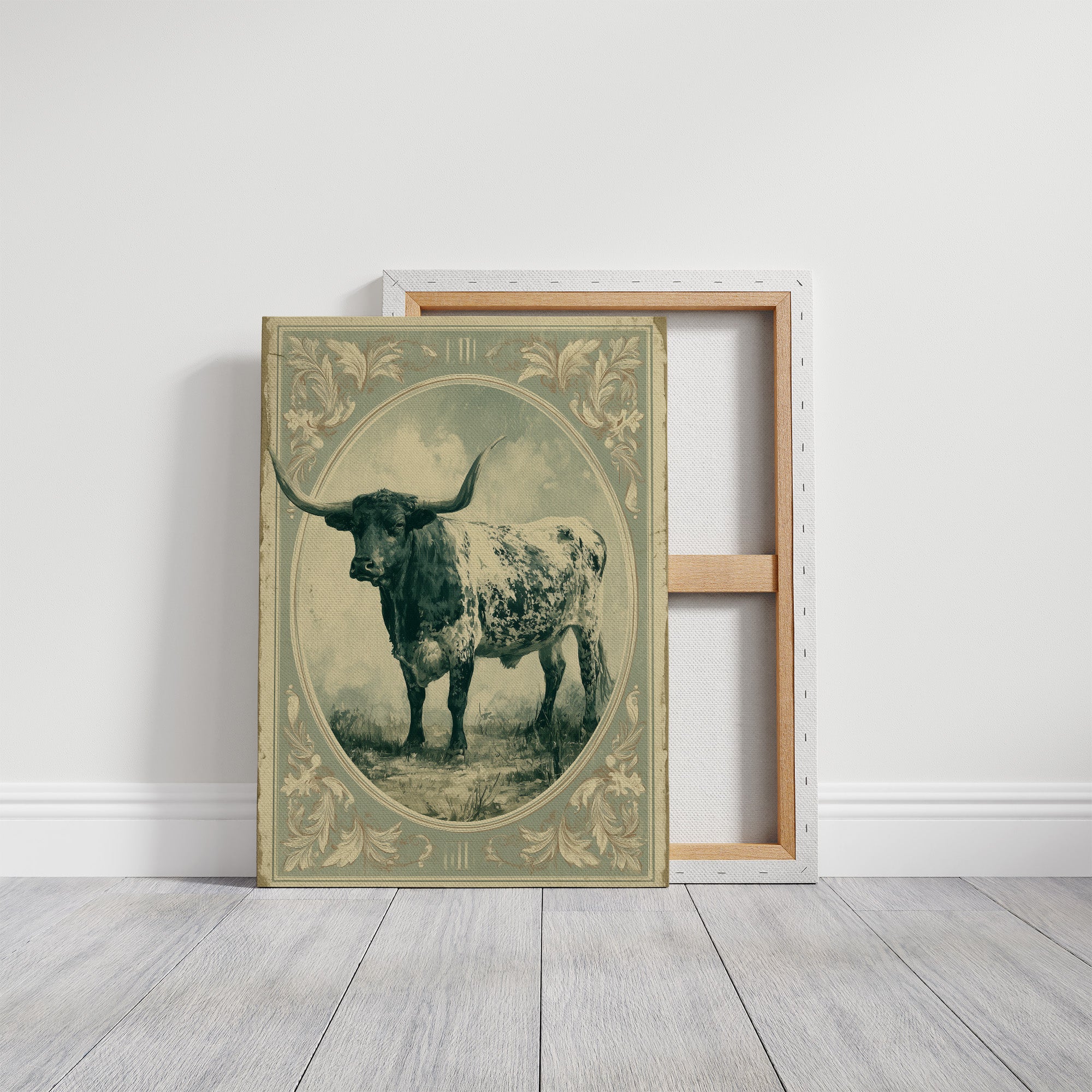 Longhorn in Antique Frame