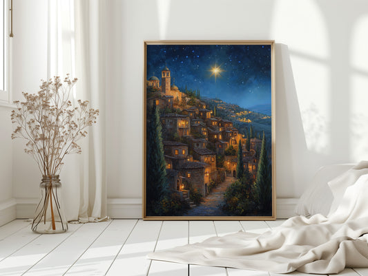 Starry Night Village Canvas Print - Enchanting Landscape Art - Gallery Canvas image 9