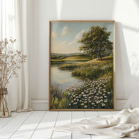 Tranquil Meadow Landscape Painting - Serene Nature Art - Gallery Canvas image 7