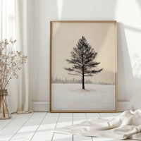 Solitary Pine Winter Canvas - Minimalist Nature Art - Gallery Canvas image 6