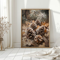 Winter Pinecone Forest Art Print - Rustic Nature Decor - Gallery Canvas image 11