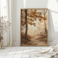 Serene Autumn Forest Pathway - Watercolor Landscape Art - Gallery Canvas image 3