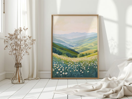 Tranquil Meadow Landscape Art Print - Pastel Scenic Decor - Gallery Canvas image 12