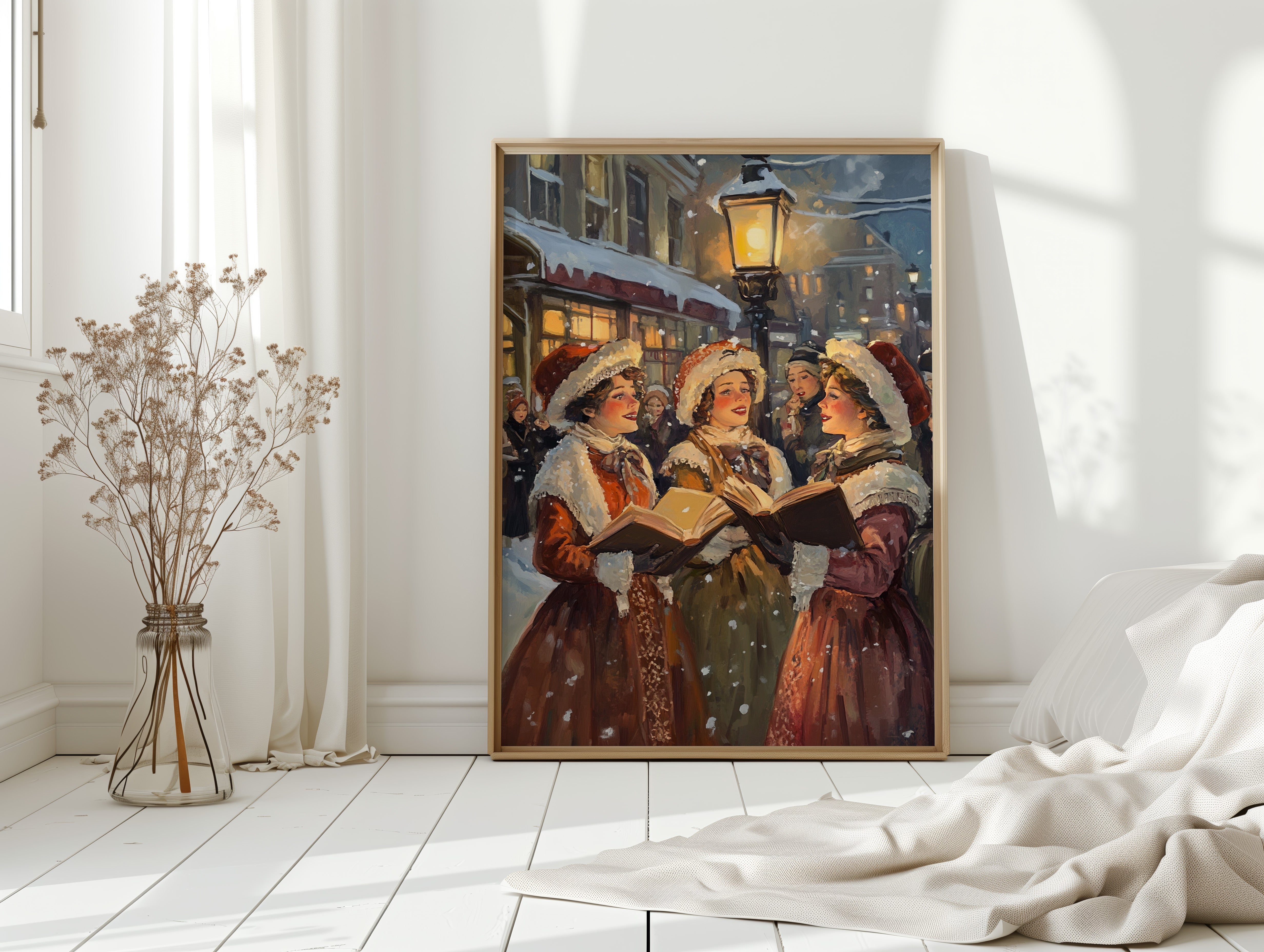 Vintage Carolers Christmas Print - Festive Holiday Art - Gallery Canvas image 9