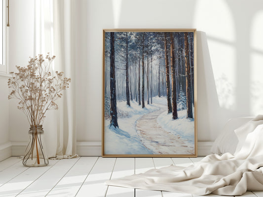 Winter Forest Pathway Canvas - Serene Nature Art - Gallery Canvas image 7