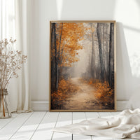 Golden Autumn Pathway Canvas Print - Tranquil Nature Art - Gallery Canvas image 7