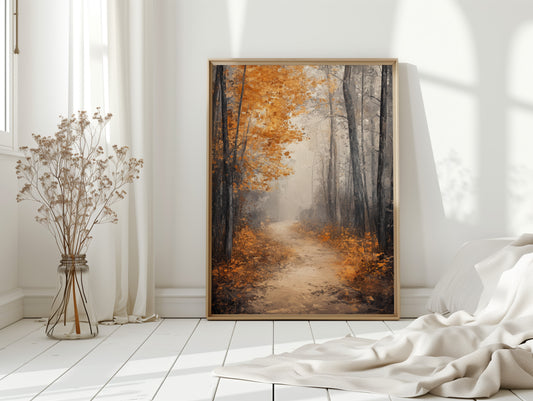 Golden Autumn Pathway Canvas Print - Tranquil Nature Art - Gallery Canvas image 7