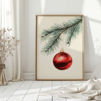 Festive Red Ornament Watercolor Print - Holiday Wall Art - Gallery Canvas image 6