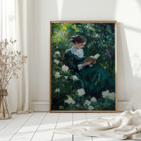 Victorian Lady Reading Portrait - Romantic Garden Art - Gallery Canvas image 7