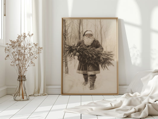 Vintage Santa Claus Drawing - Festive Holiday Art - Gallery Canvas image 11