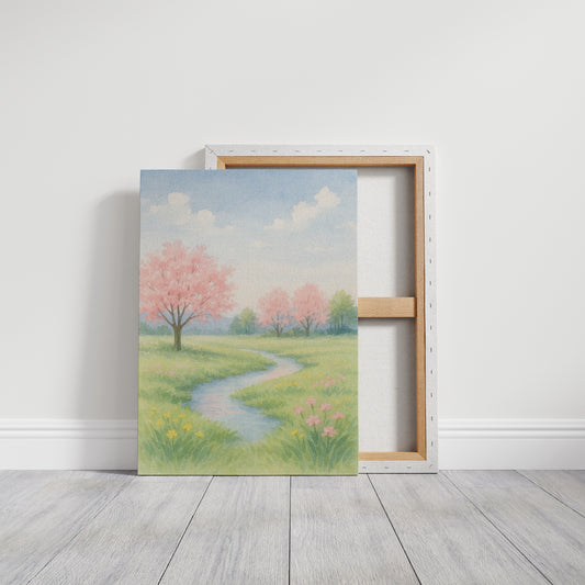 Spring Stream and Blossom Path