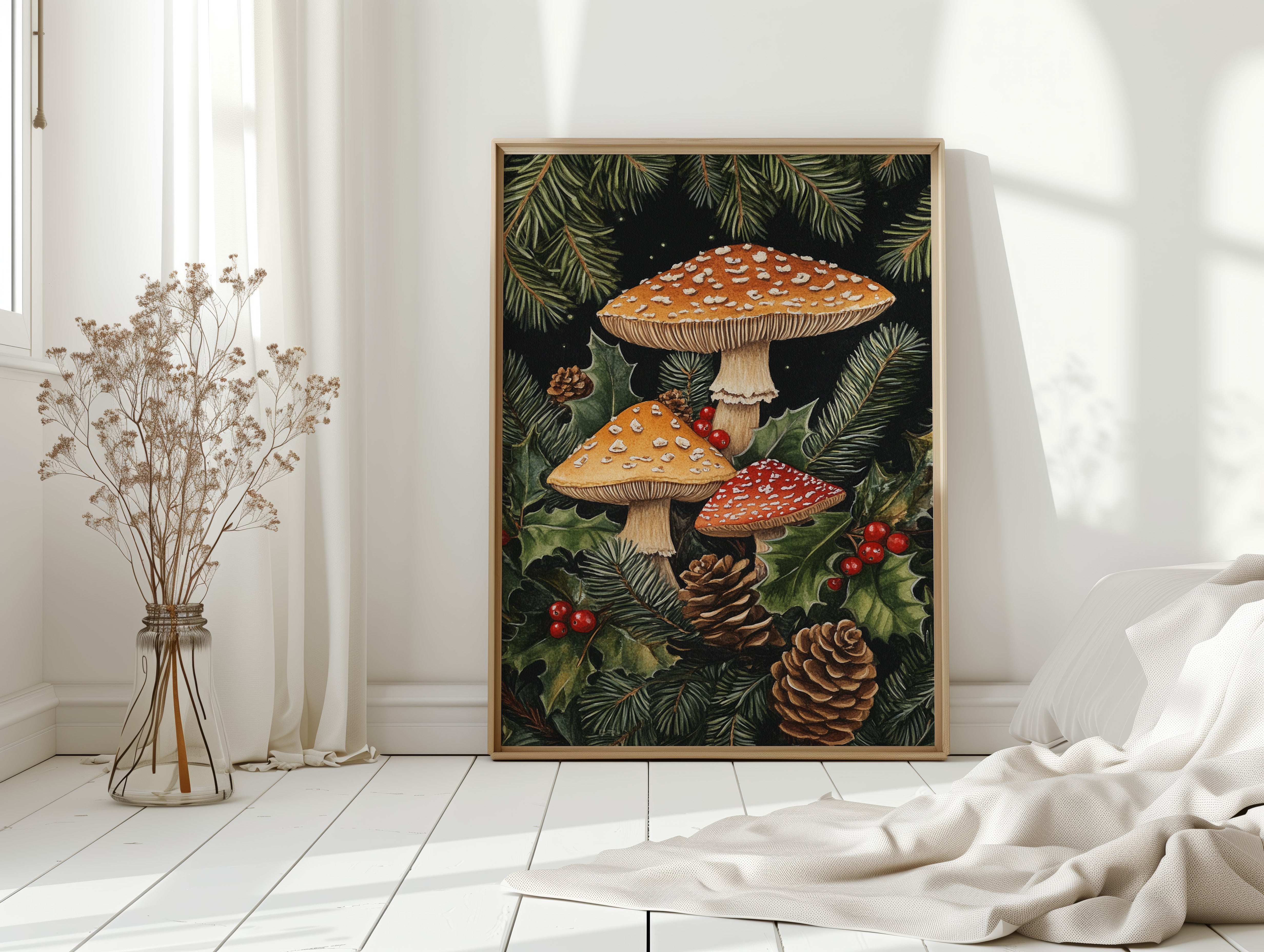 Enchanted Mushroom Forest Print - Woodland Holiday Decor - Gallery Canvas image 7