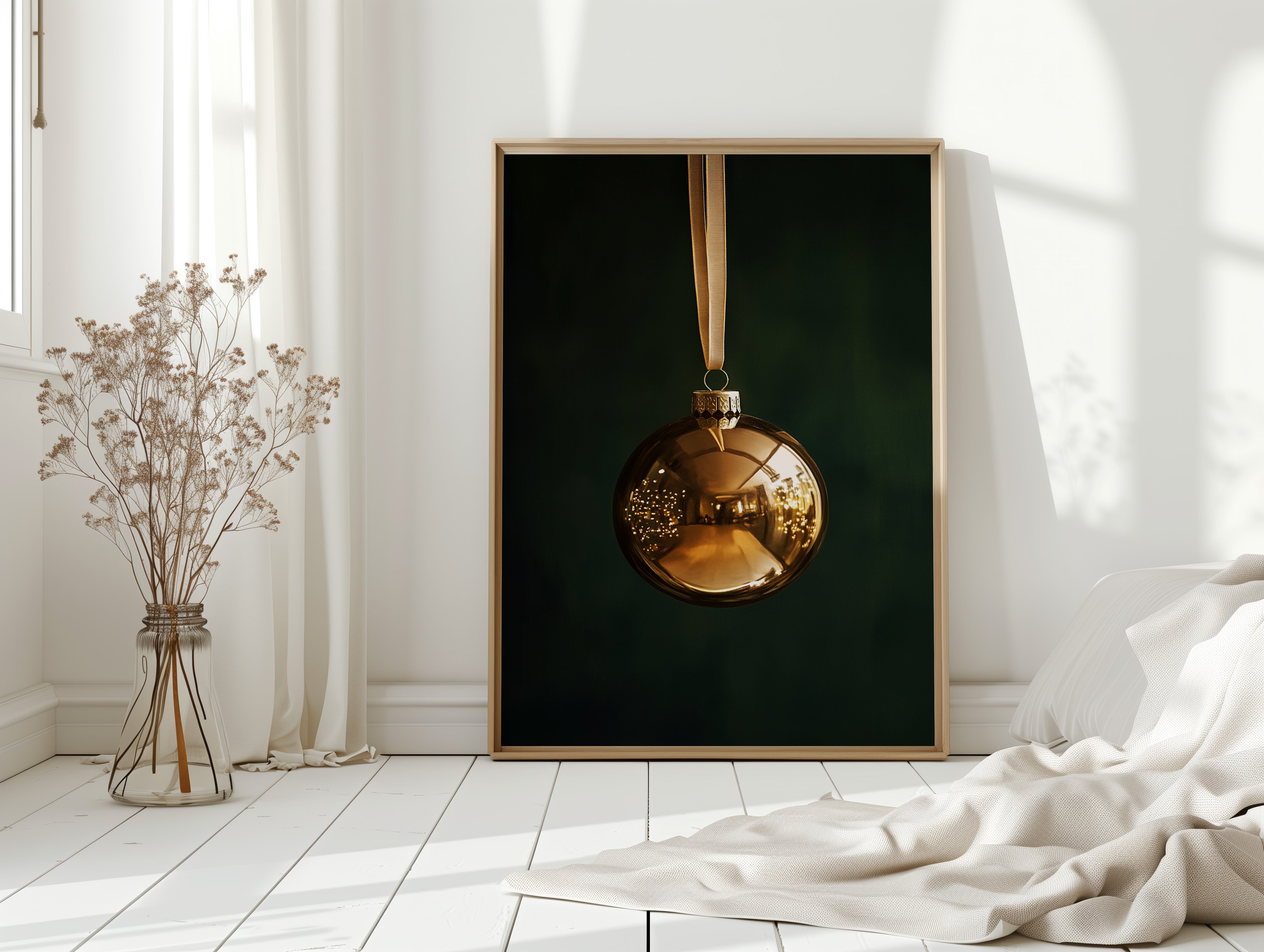 Golden Ornament Photography Print - Elegant Holiday Decor - Gallery Canvas image 10