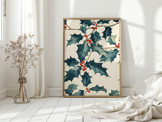 Festive Holly Berry Print - Botanical Holiday Decor - Gallery Canvas image 10