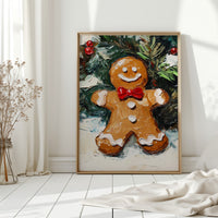 Gingerbread Man Oil Painting - Festive Holiday Art - Gallery Canvas image 7