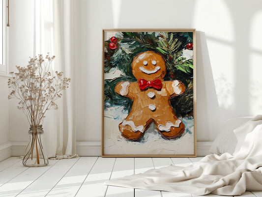 Gingerbread Man Oil Painting - Festive Holiday Art - Gallery Canvas image 7