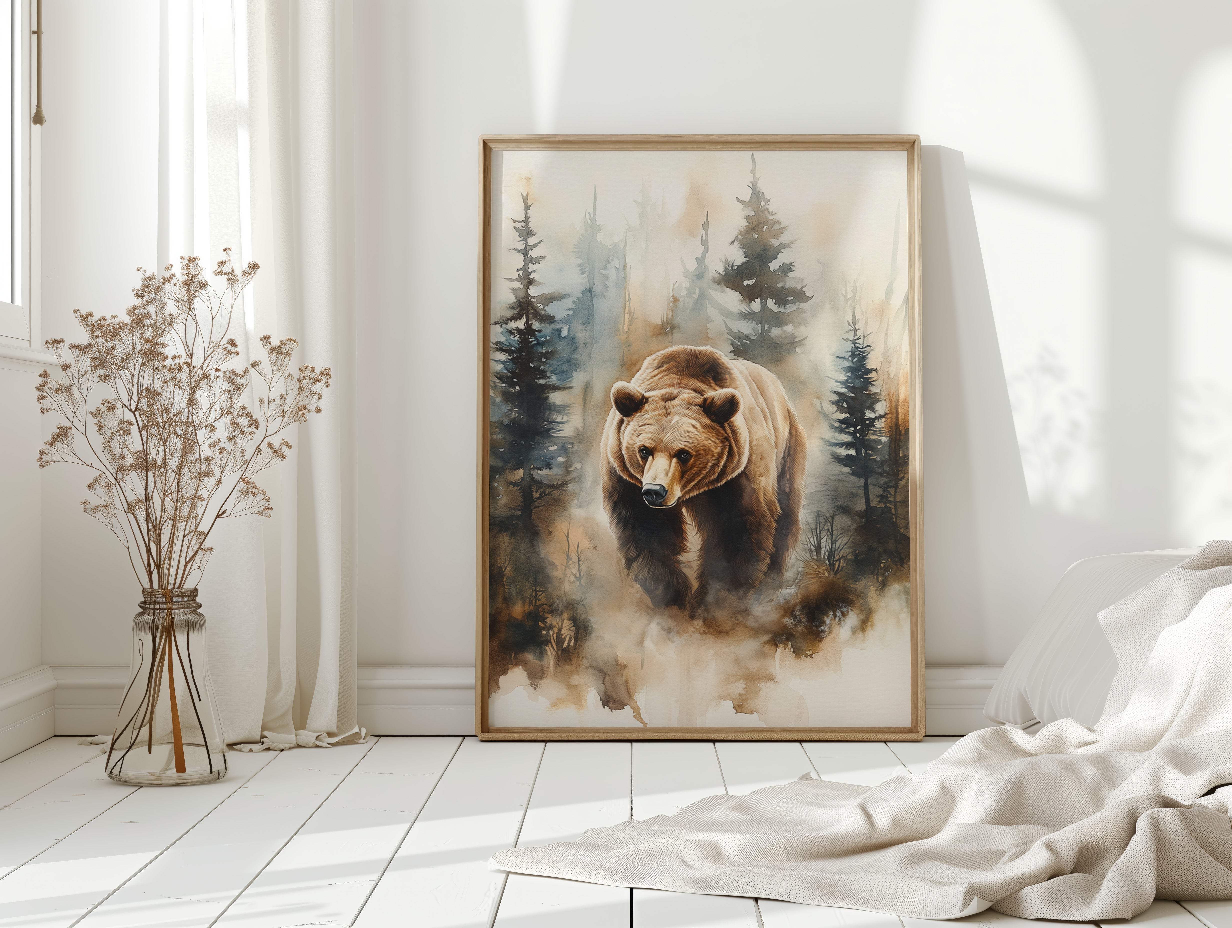 Majestic Bear Watercolor Print - Nature Wildlife Art - Gallery Canvas image 5