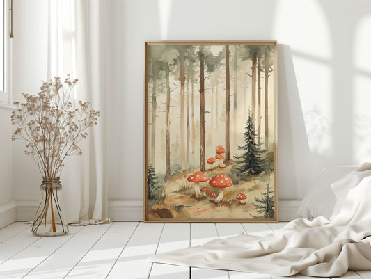 Enchanted Forest Mushroom Print - Whimsical Nature Art - Gallery Canvas image 14