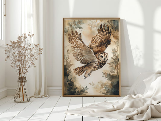 Majestic Owl Watercolor Print - Nature Wildlife Art - Gallery Canvas image 5