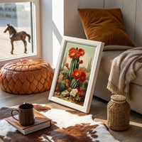 Desert Blooms Dance Against Mountains