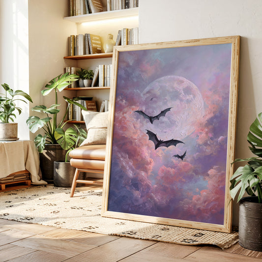 Bats Dance Beneath a Blushing Moon