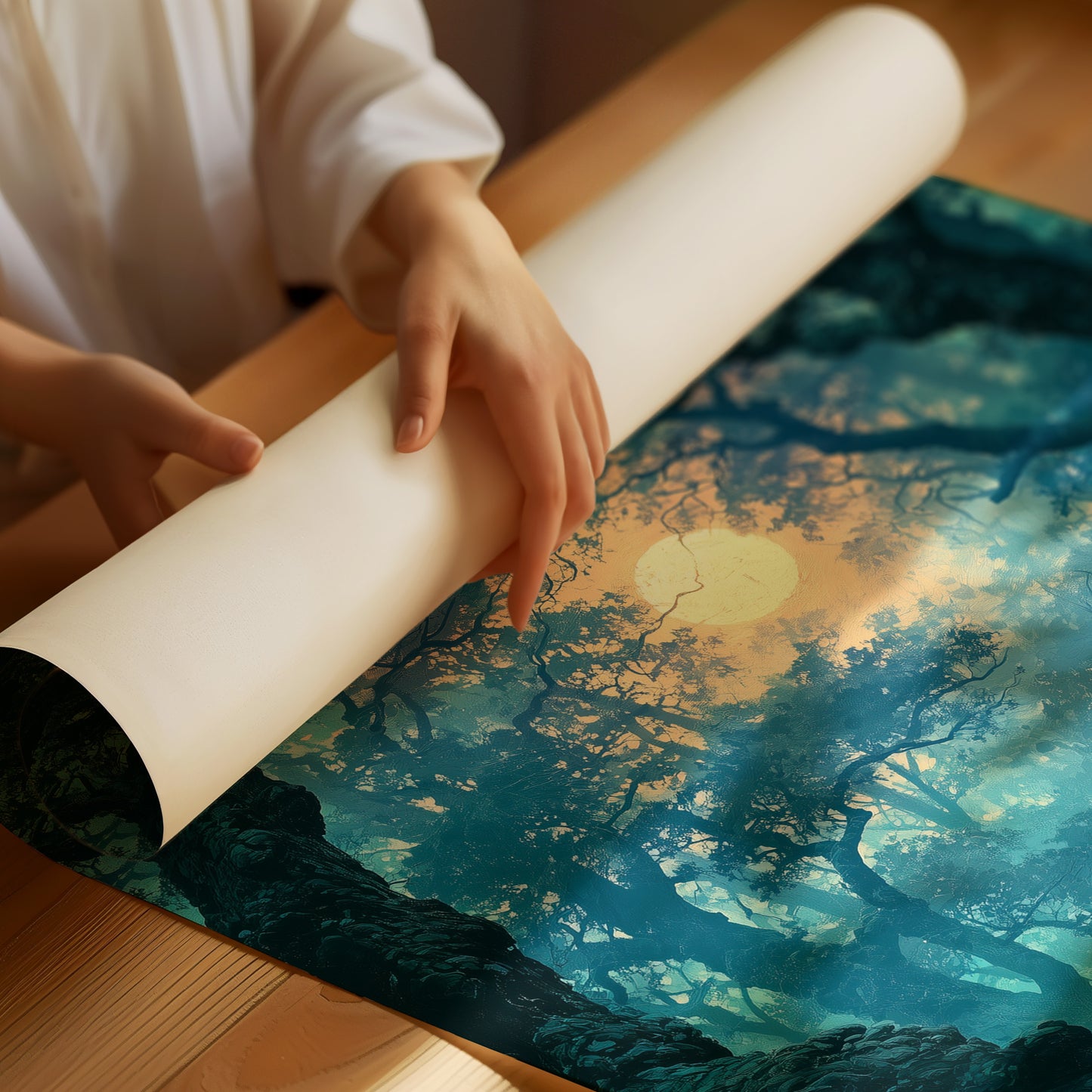 The Glowing Path: Moonlit Forest Stream