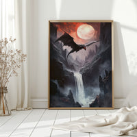 Dragon Over Moonlit Canyon - Fantasy Wall Art - Gallery Canvas image 10