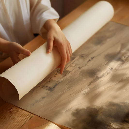 Travelers On Misty Village Path
