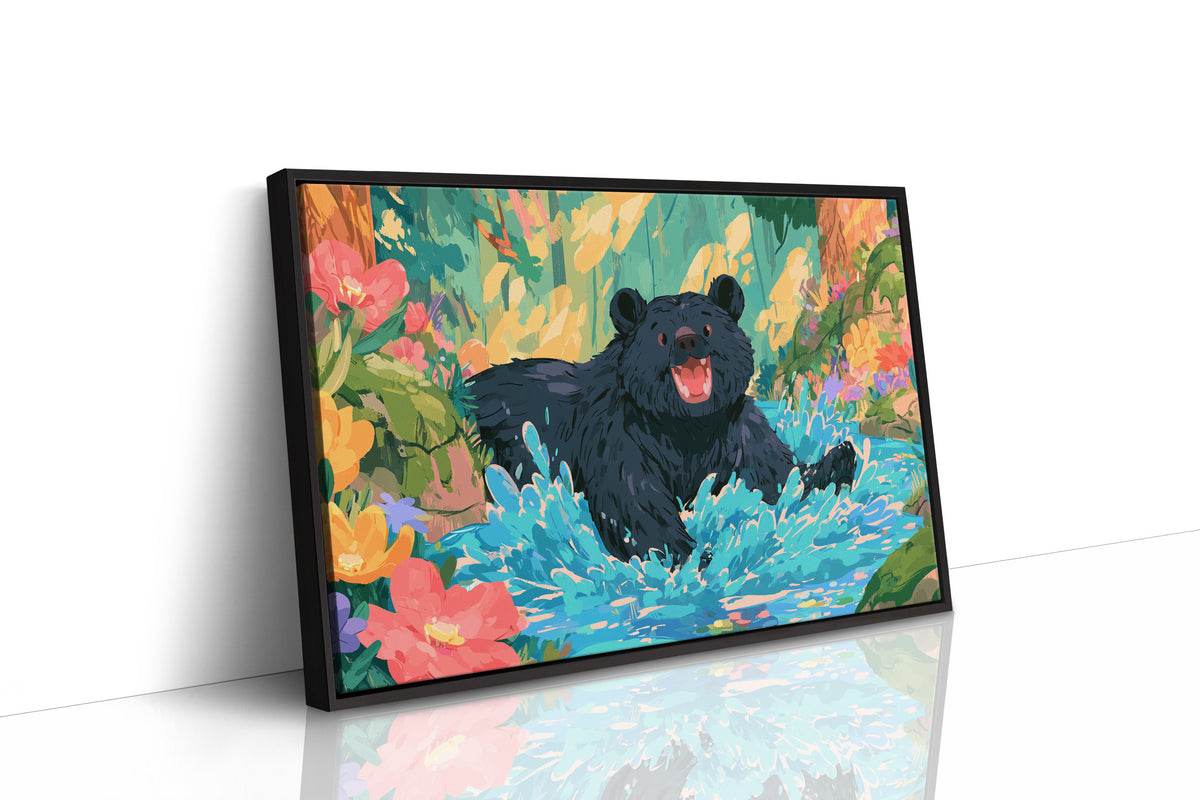 Black Bear Splashes Through Bloom