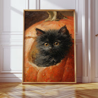 Curious Kitten in Pumpkin