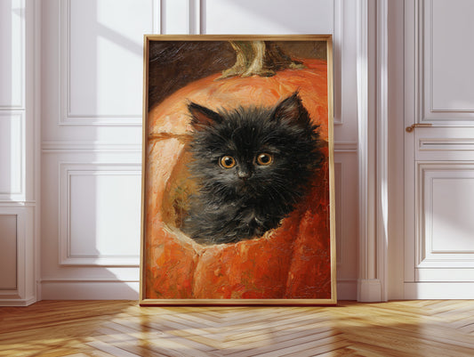 Curious Kitten in Pumpkin