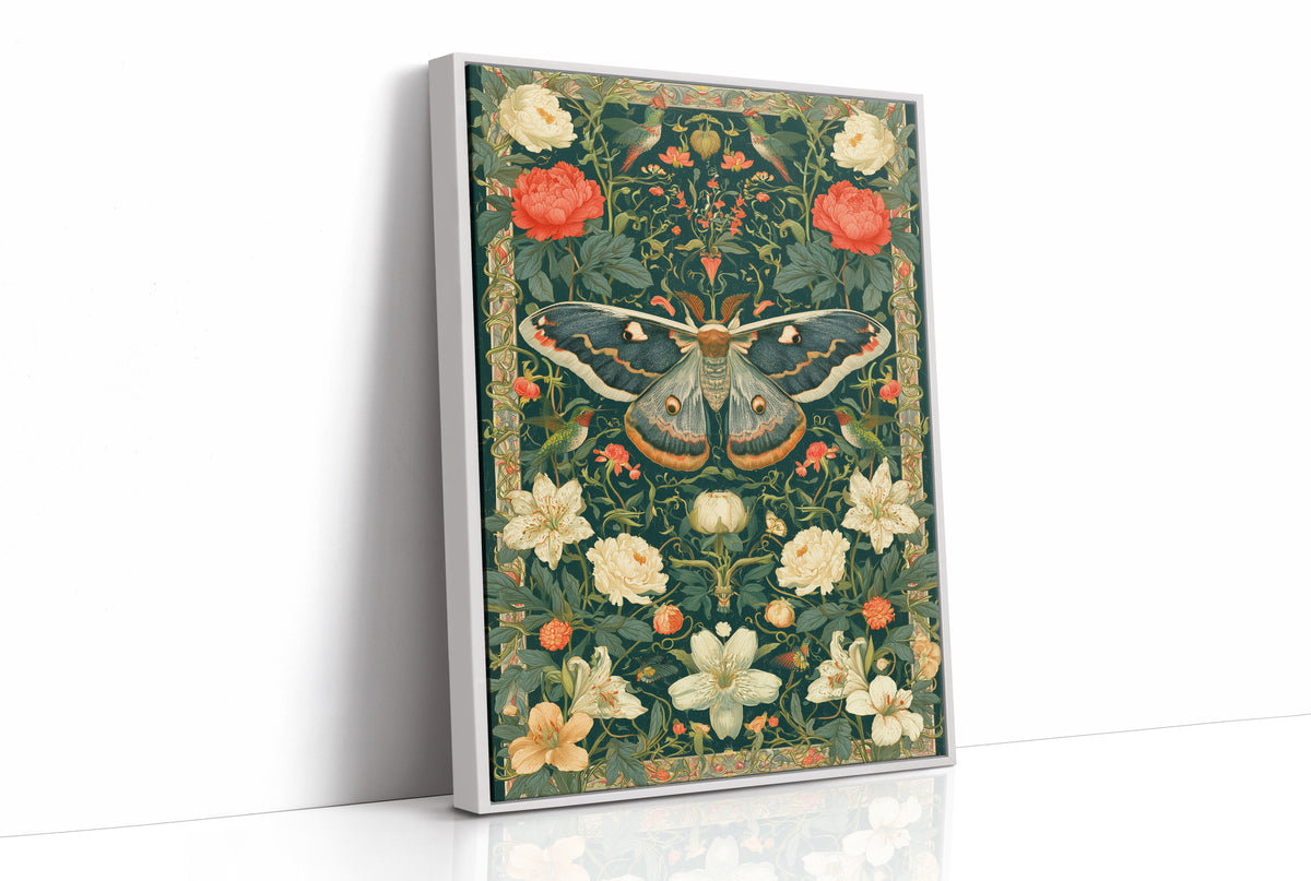 Emperor Moth Presides Over the Peonies