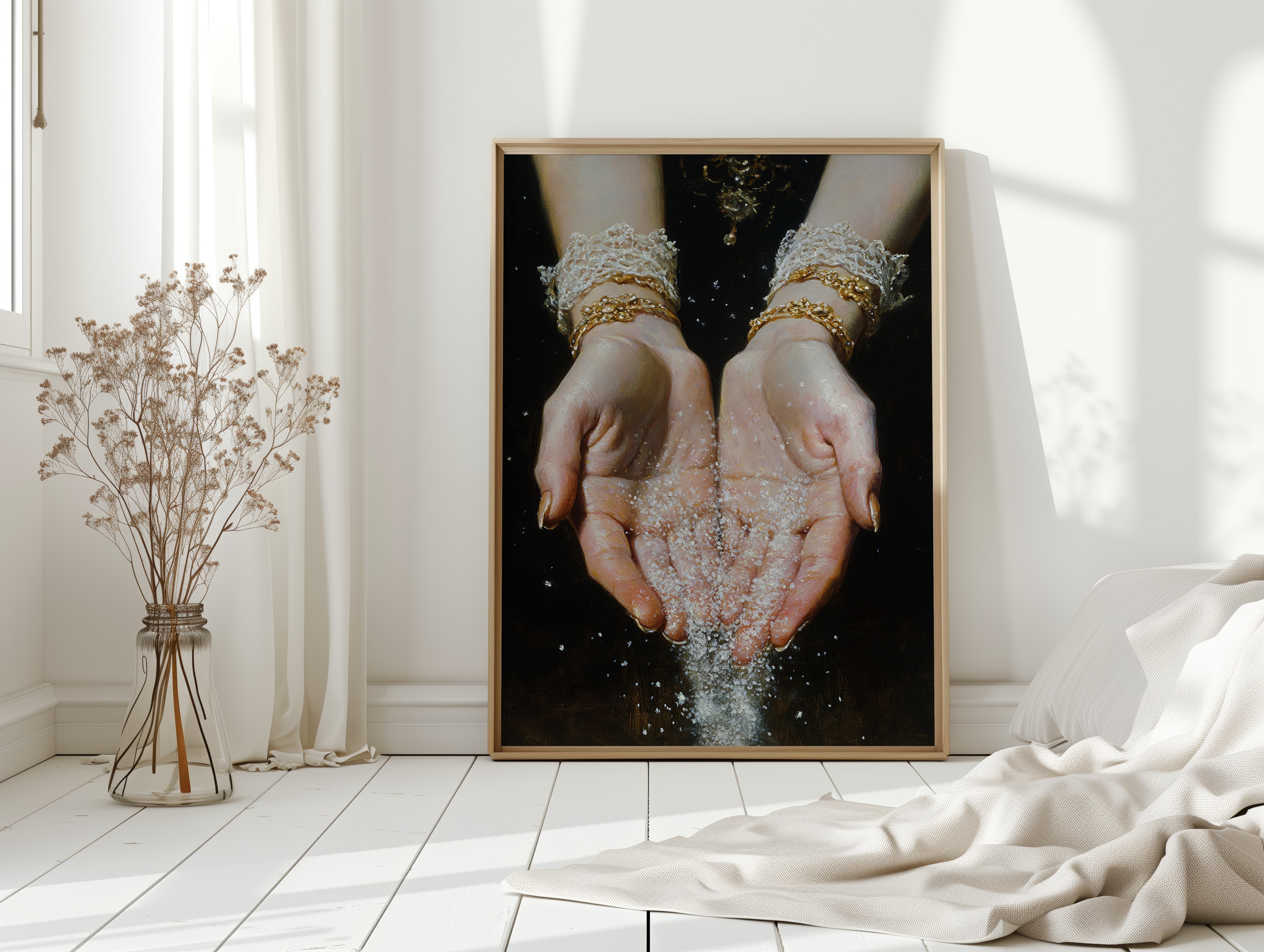 Glistening Moments Between Fingers