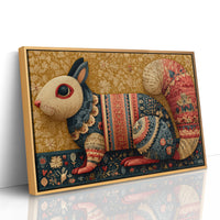 Folk Tapestry Rabbit Portrait