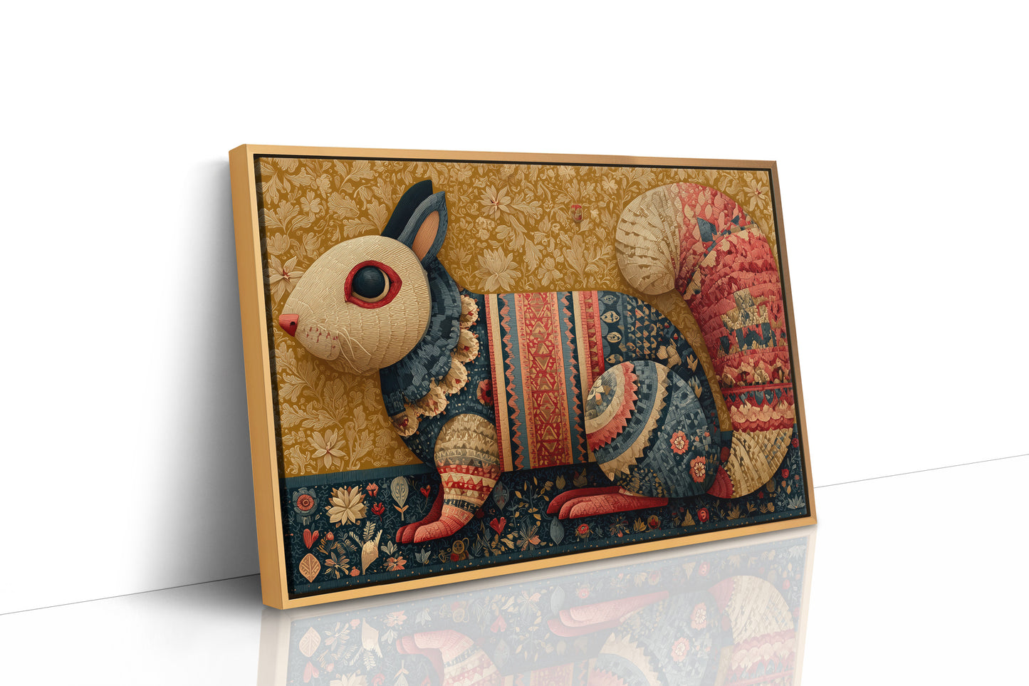 Folk Tapestry Rabbit Portrait