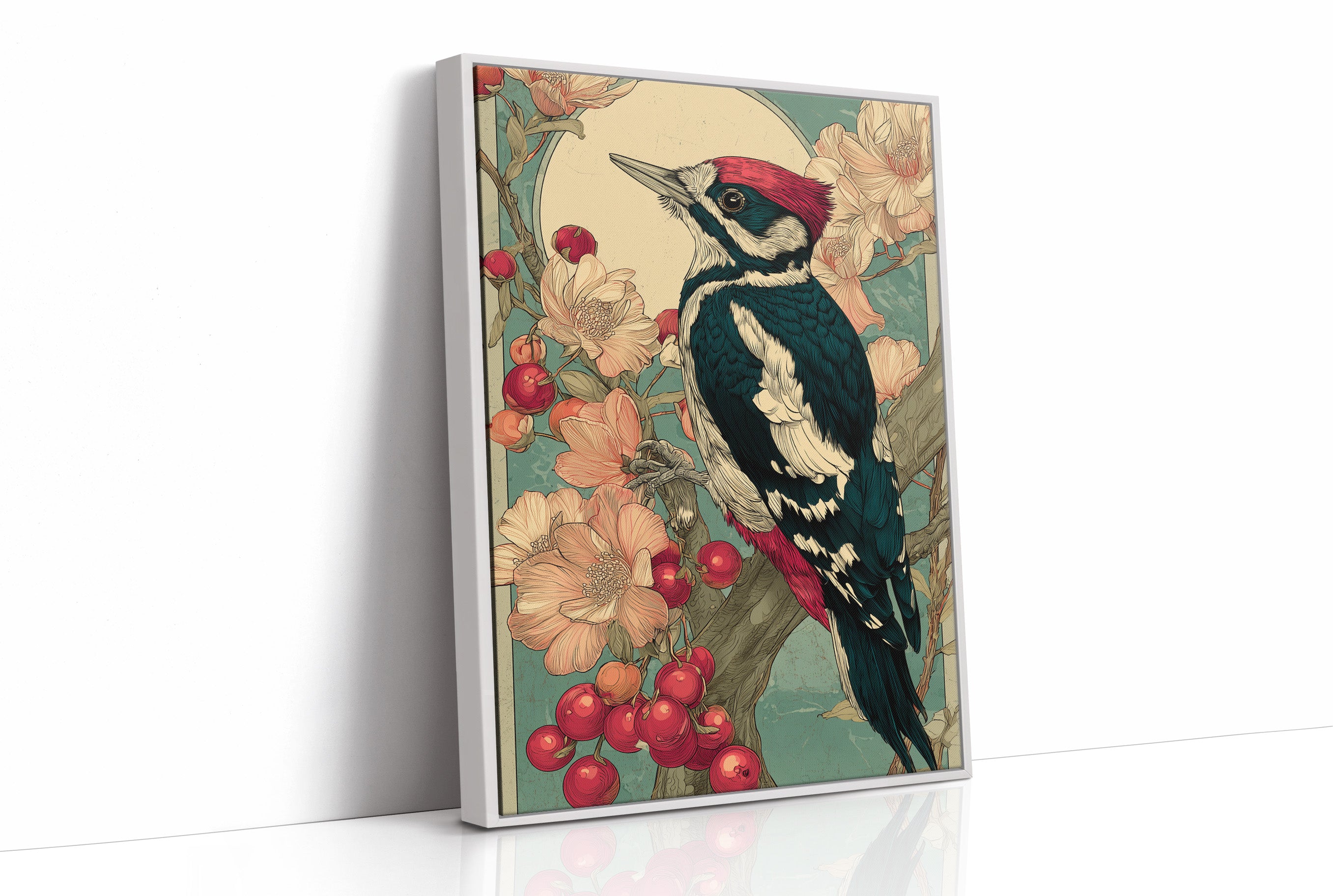 Crimson Crest Among Peach Blossoms