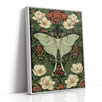 Luna Moth Rests Among Magnolias and Berries