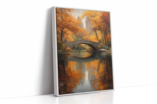 Maple Fire Mirrors Stone Bridge