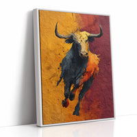 Longhorn Charging, Gold and Wine