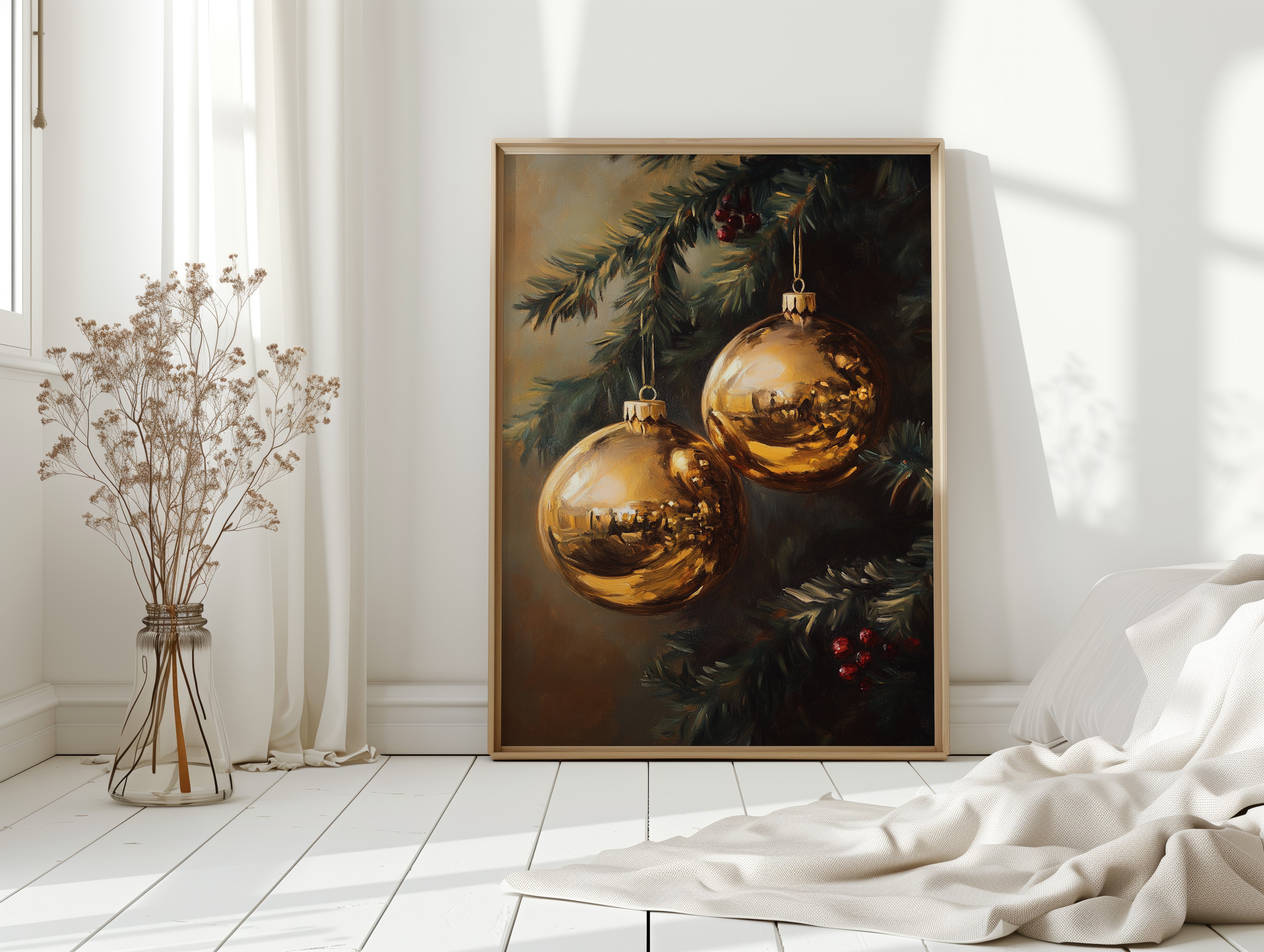 Golden Orbs of Winter's Embrace