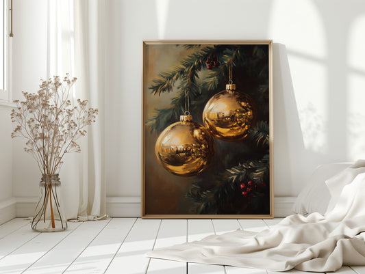 Golden Orbs of Winter's Embrace