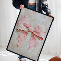 Soft Pink Bow – Romantic Textured Palette Knife Wall Art