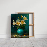 White Lilies in a Turquoise Vase