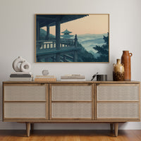 Japanese Temple Balcony – Serene Misty Mountain View Wall Art