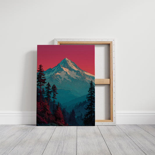 Crimson Sky Over Teal Peak