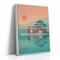 Mid Century Modern House at Sunset
