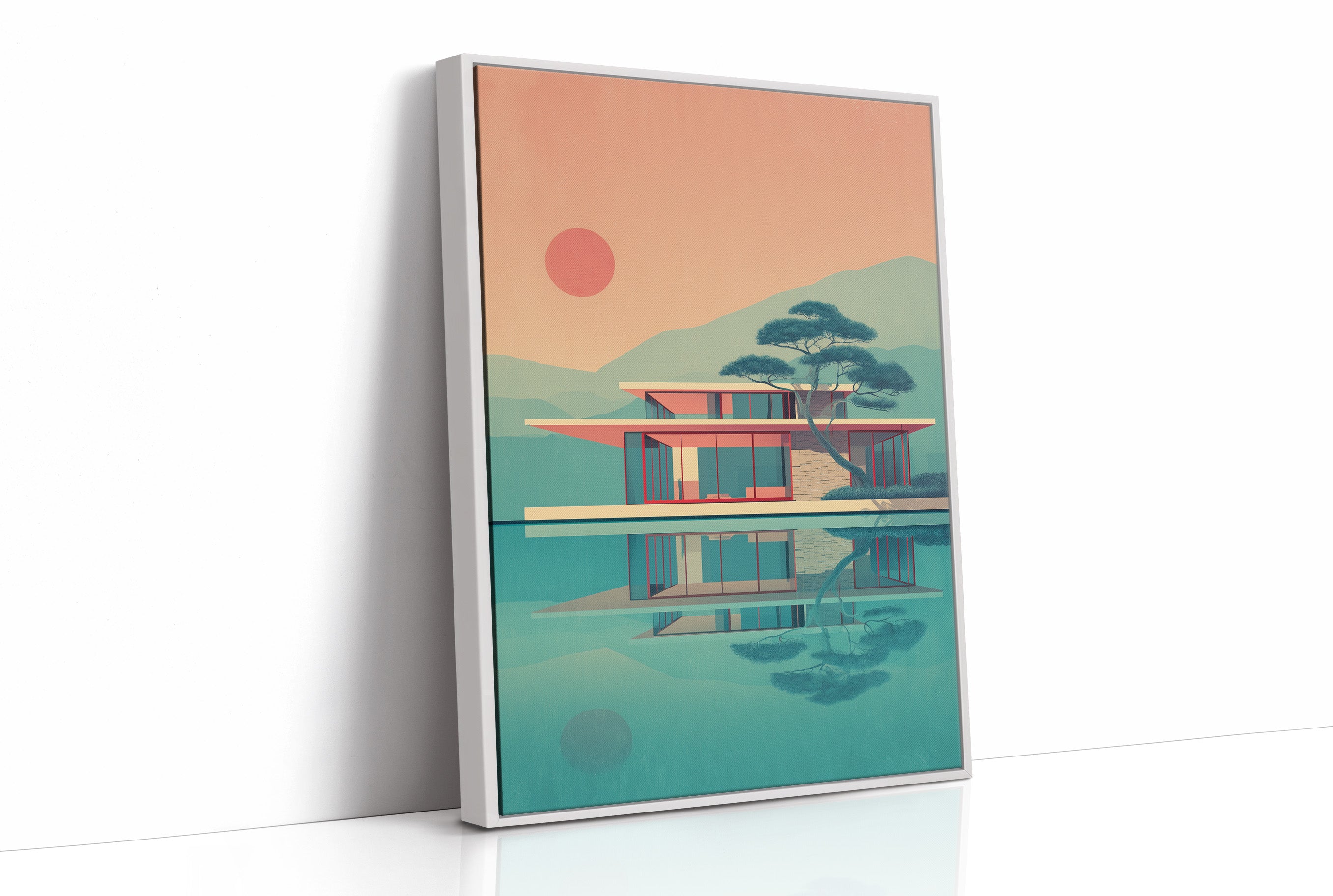 Mid Century Modern House at Sunset